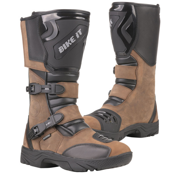 bike it Bike it 'triple-black' motorcycle adventure boots (brown) - uk10 / eur44